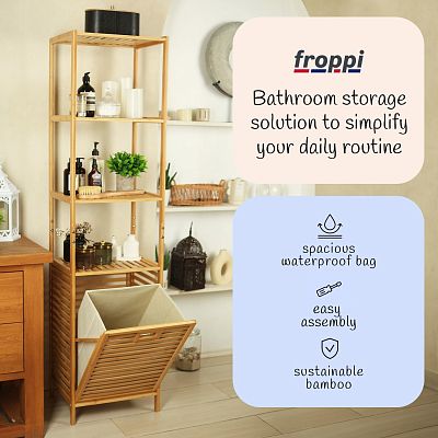 Froppi Wooden Washing Hamper Laundry Basket for Bathrooms