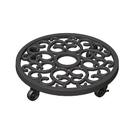 Heavy Weight Cast Iron Scroll Plant Caddy on Wheels