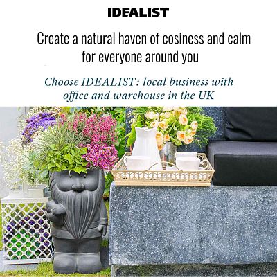 IDEALIST Lite Gnome with Mushrooms Oval Plant Pot Outdoor