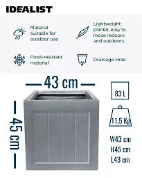 IDEALIST Regency Light Stone Square Garden Planter