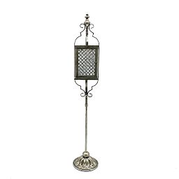 Cube Metal Ornament Silver Garden Lantern on Foot