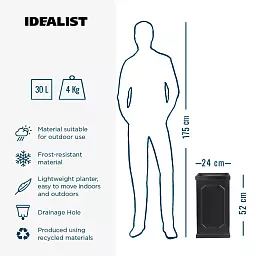 IDEALIST Lite Faux Lead Chelsea Light Concrete Tall Square Planter