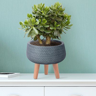 IDEALIST Lite Plaited Style Bowl Planter on Legs, Round Pot Plant Stand Indoor IDEALIST Lite Plaited Style Bowl Planter on Legs, Round Pot Plant Stand Indoor