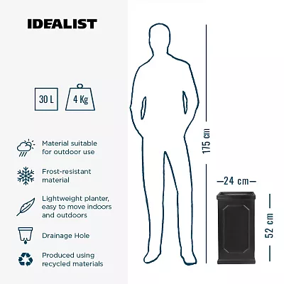 IDEALIST Lite Faux Lead Chelsea Light Concrete Tall Square Planter