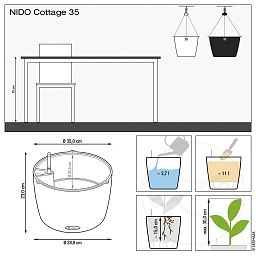 LECHUZA NIDO Cottage Round Poly Resin Outdoor Self-watering Planter