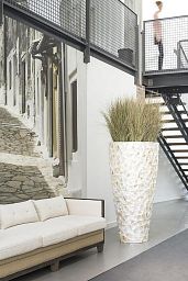 Shell Conical Round Tall Polystone Indoor Planter