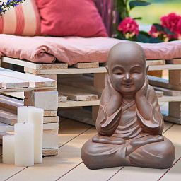 IDEALIST Lite Sitting Baby Monk Rusty Indoor and Outdoor Statue L29.5 W23.5 H39 cm