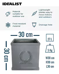 IDEALIST Kensington Light Stone Square Garden Planter