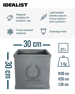 IDEALIST Kensington Light Stone Square Garden Planter