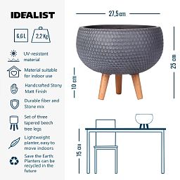 IDEALIST Lite Honeycomb Style Bowl Planter on Legs, Round Pot Plant Stand Indoor