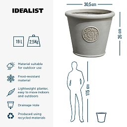 IDEALIST Lite Rustic Style Rolled Rim Wide Vase Outdoor Planter
