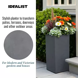 IDEALIST Lite Tall Square Contemporary Light Concrete Planter