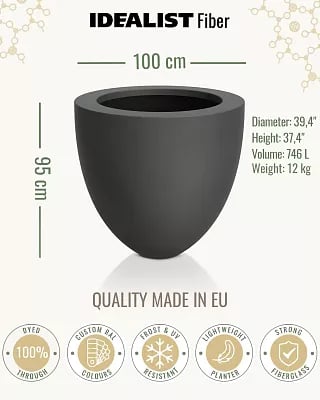 INTRO Tall Round Outdoor Fibreglass Planter