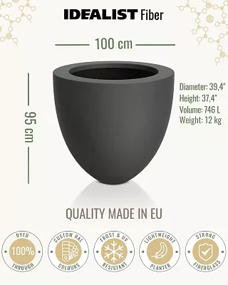 INTRO Tall Round Outdoor Fibreglass Planter