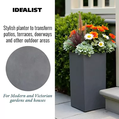 IDEALIST Lite Tall Square Contemporary Light Concrete Planter