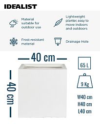 IDEALIST Lite Square Box Contemporary Light Concrete Planter