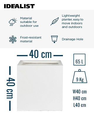 IDEALIST Lite Square Box Contemporary Light Concrete Planter