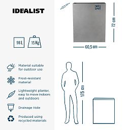 IDEALIST Lite Narrow Contemporary Light Concrete Trough Planter