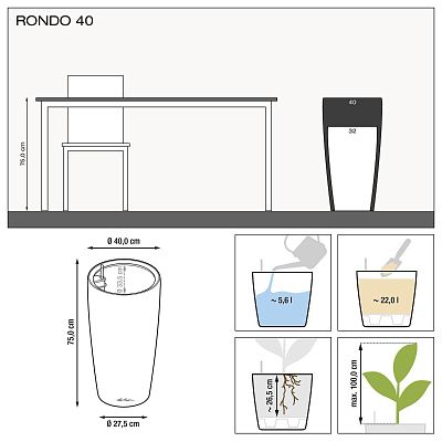 LECHUZA Rondo Round Tall Poly Resin Self-watering Planter