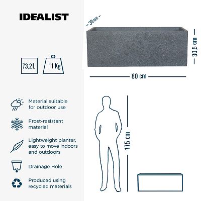 IDEALIST Lite Textured Concrete Effect Trough Outdoor Planter