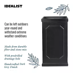 IDEALIST Lite Faux Lead Chelsea Light Concrete Tall Square Planter