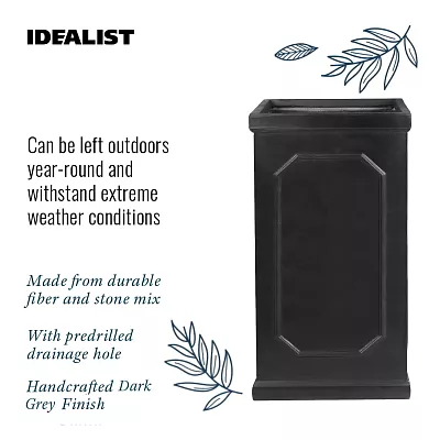 IDEALIST Lite Faux Lead Chelsea Light Concrete Tall Square Planter