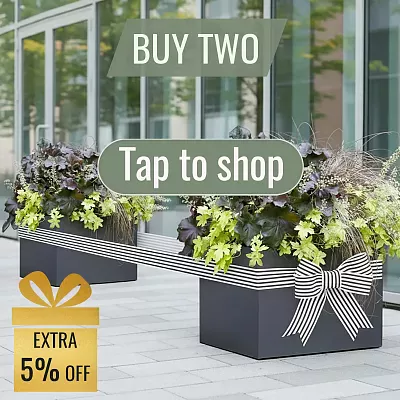 IDEALIST Lite Contemporary Light Concrete Trough Planter