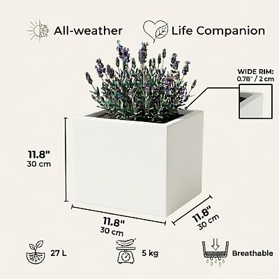 IDEALIST Lite Square Box Contemporary Light Concrete Planter