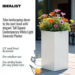 IDEALIST Lite Tall Square Contemporary Light Concrete Planter