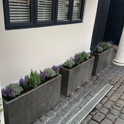 IDEALIST Lite Contemporary Light Concrete High Trough Planter