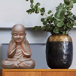 IDEALIST Lite Sitting Baby Monk Rusty Indoor and Outdoor Statue L29.5 W23.5 H39 cm