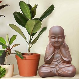 IDEALIST Lite Sitting Baby Monk Rusty Indoor and Outdoor Statue L29.5 W23.5 H39 cm