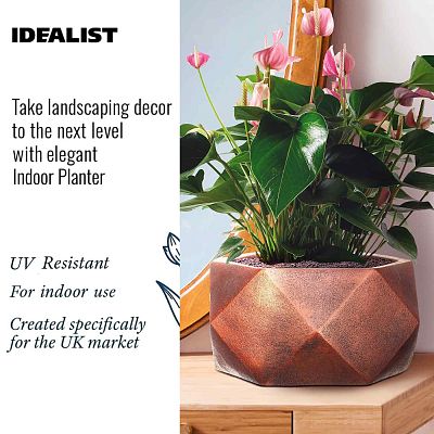 IDEALIST Lite Faceted Effect Bronze Bowl Planter Indoor Plant Pot