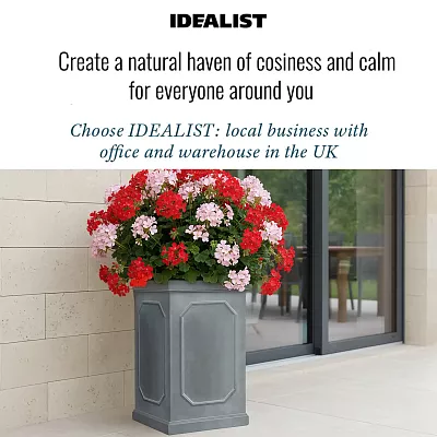 IDEALIST Lite Faux Lead Chelsea Light Concrete Tall Square Planter