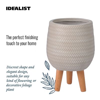 IDEALIST Lite Plaited Style Egg Planter on Legs, Round Pot Plant Stand Indoor