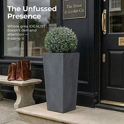 Set of IDEALIST Lite Light Concrete Garden Tall Planters, Outdoor Plant Pots with Tapered Shape