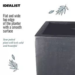 IDEALIST Lite Tall Square Contemporary Light Concrete Planter Set