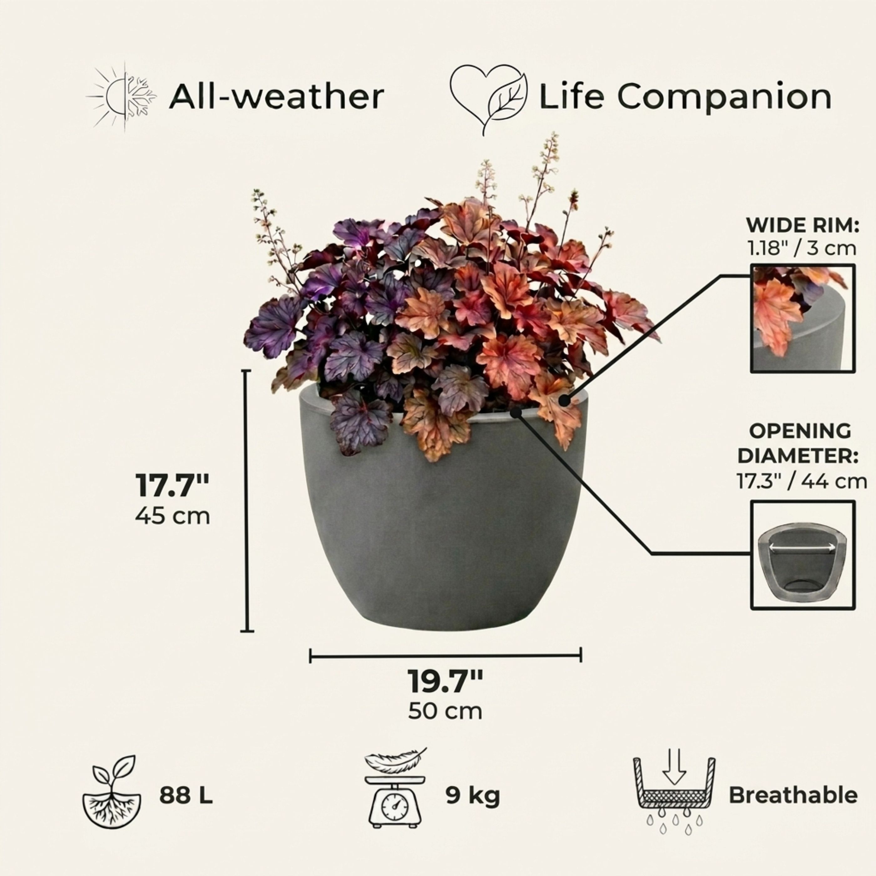 IDEALIST Lite Contemporary Light Concrete Egg Planter