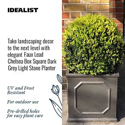 IDEALIST Lite Faux Lead Chelsea Box Square Light Concrete Planter