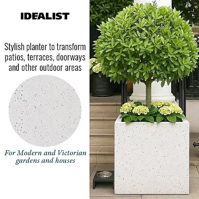 IDEALIST Lite Square Box Contemporary Marble Light Concrete Planter