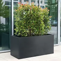 IDEALIST Lite Contemporary Trough Garden Planter, Faux Lead Dark Grey ...