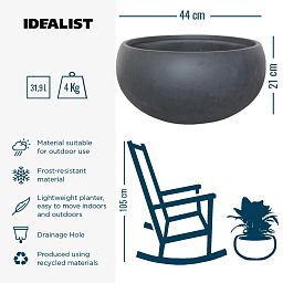 IDEALIST Lite Classic Smooth Bowl Outdoor Planter