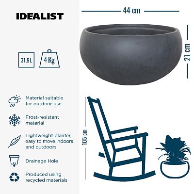 IDEALIST Lite Classic Smooth Bowl Outdoor Planter