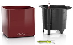 LECHUZA CUBE Glossy Square Poly Resin Indoor Self-watering Planter