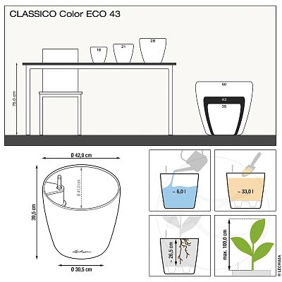 LECHUZA CLASSICO Color ECO Round PCR Plastic Self-watering Planter