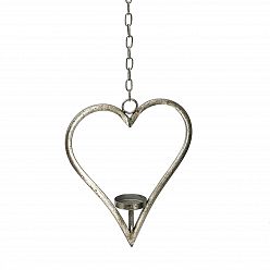 Thin Hanging Heart Metal Garden Silver Lantern by Minster