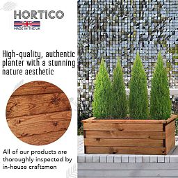 Rustic Scandinavian Redwood Trough Outdoor Planter Made in UK by HORTICO