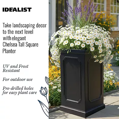 IDEALIST Lite Faux Lead Chelsea Light Concrete Tall Square Planter