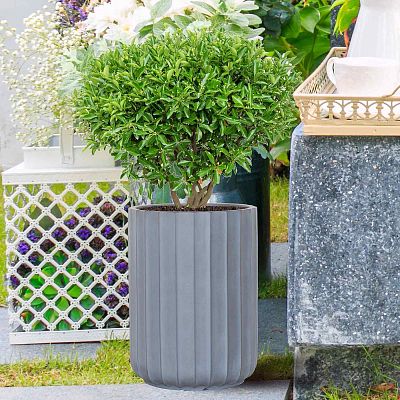 IDEALIST Lite Modern Ribbed Cylinder Round Outdoor Planter