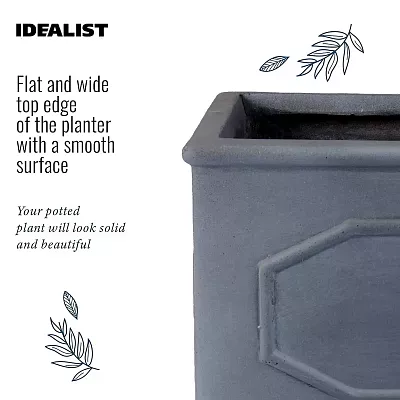 IDEALIST Lite Faux Lead Chelsea Light Concrete Through Planter
